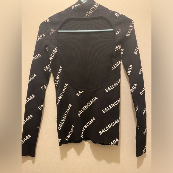 Balenciaga Turtleneck Ribbed Sweater Open Back M - Picture 14 of 15
